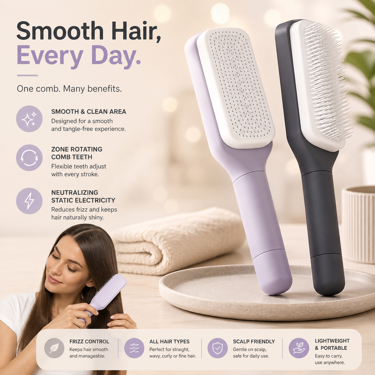 Self-Cleaning Hairbrush