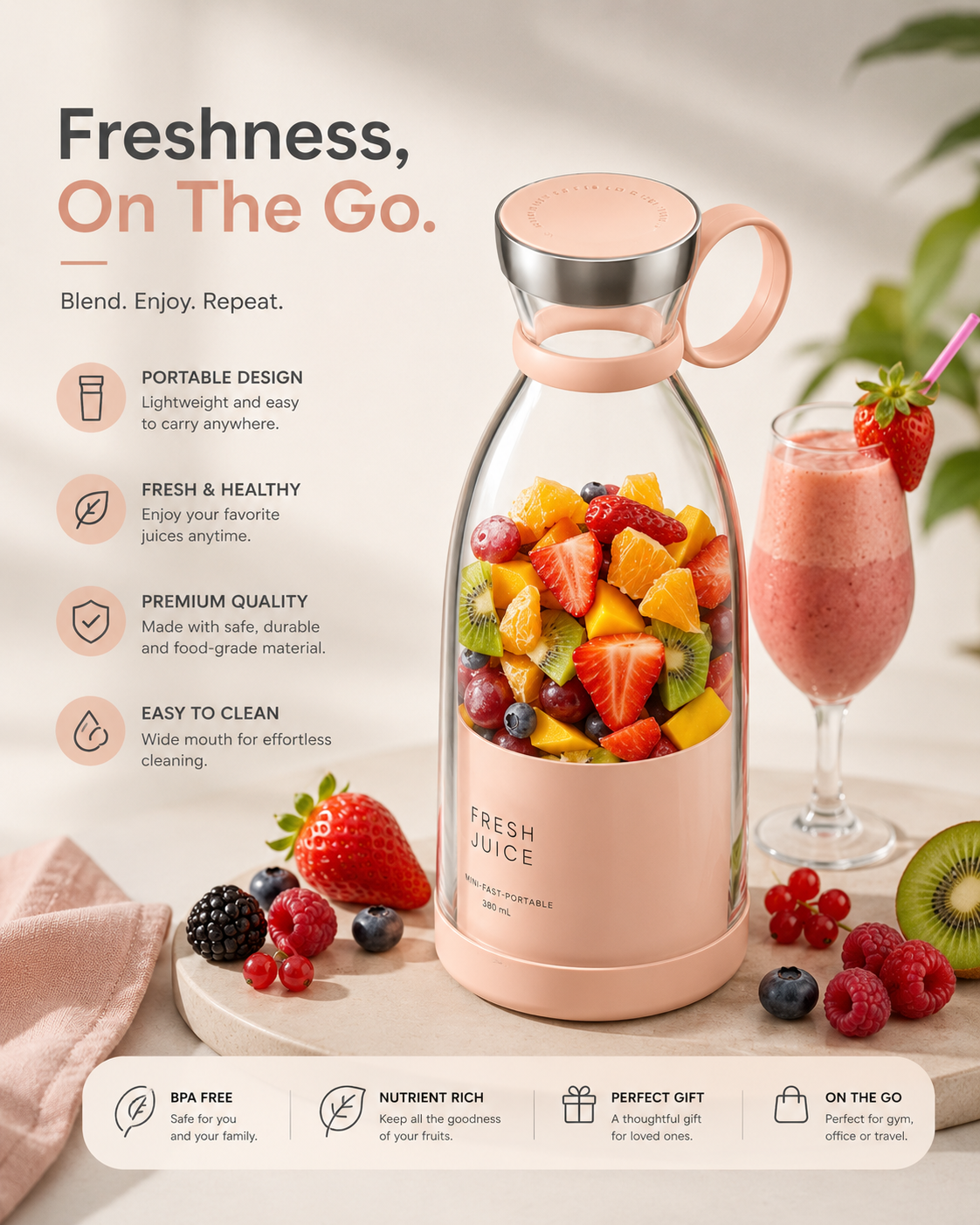 Compact and Portable Mini Juice Blender for Travel