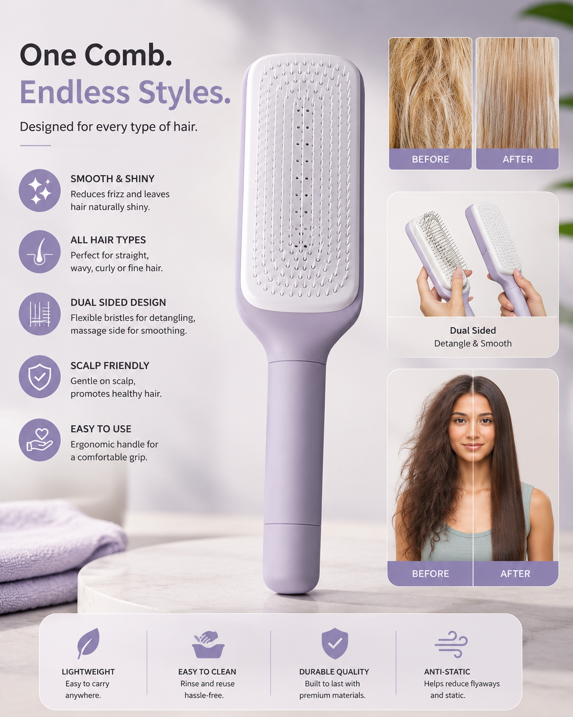 Self-Cleaning Hairbrush